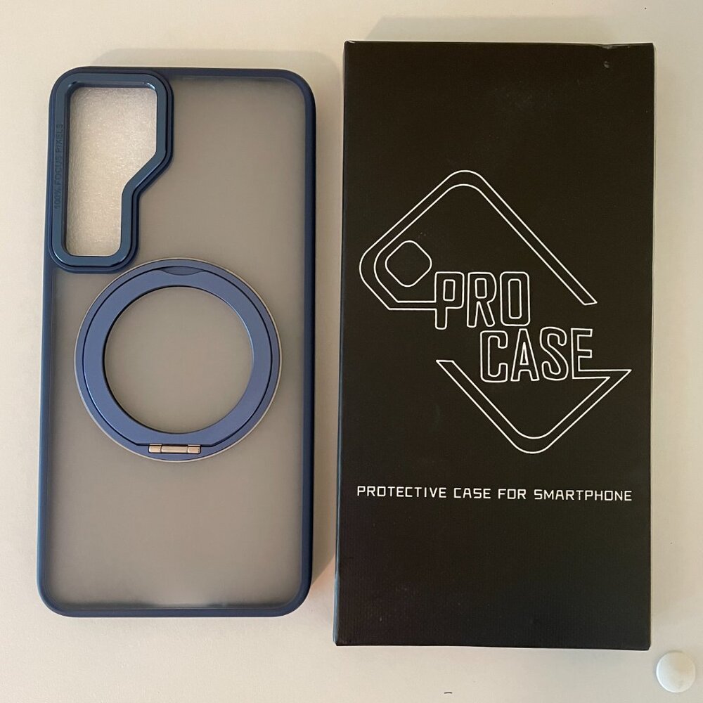 Samsung Galaxy S25 Plus Case with 360° Rotatable Magnetic Ring, Navy Blue